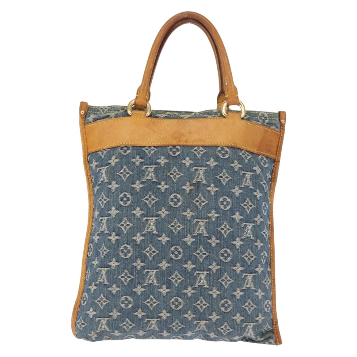 LOUIS VUITTON Monogram Denim Flat Shopper Tote Bag Blue M95018 LV Auth 144442