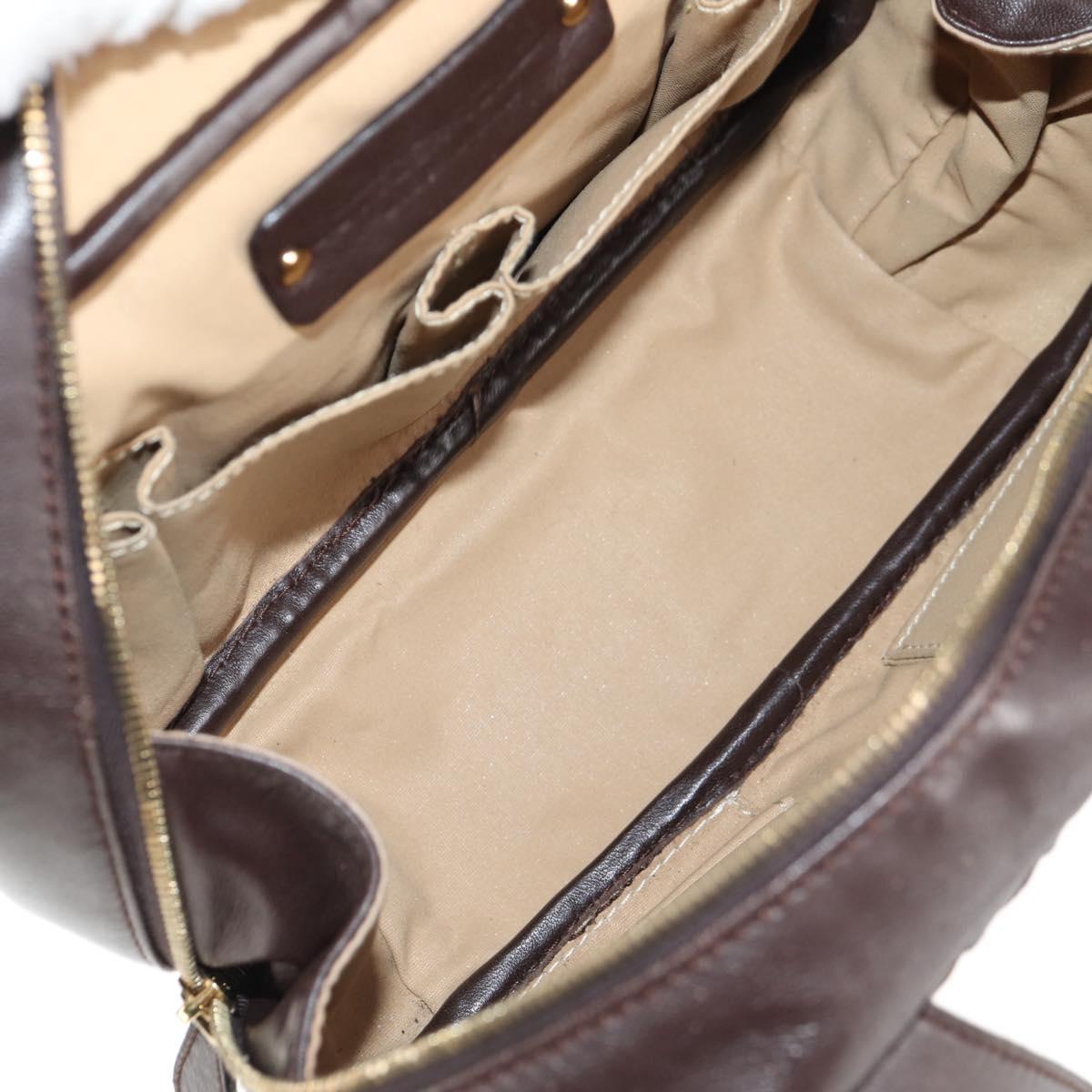 BOTTEGA VENETA INTRECCIATO Hand Bag Leather Dark Brown Gold Auth 144444V