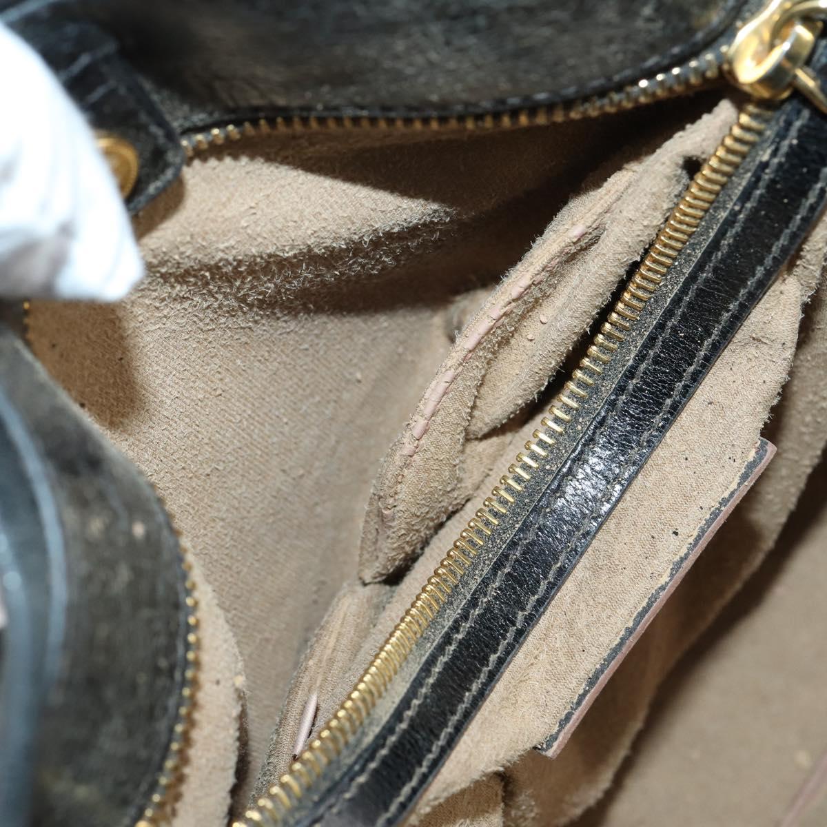 PRADA Hand Bag Leather 2way Black Gold Auth 144447