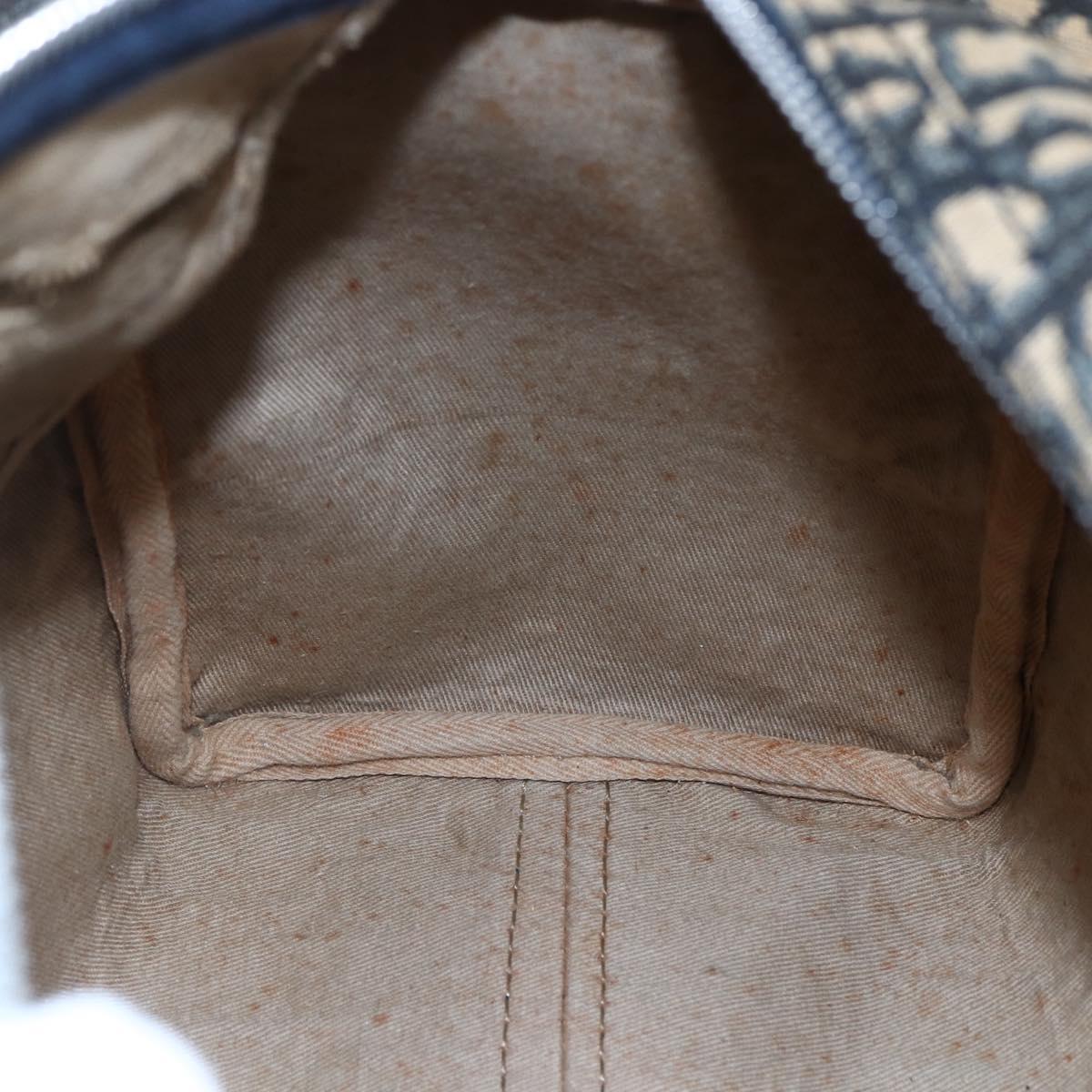 Christian Dior Trotter Canvas Hand Bag Navy Silver Auth 144464