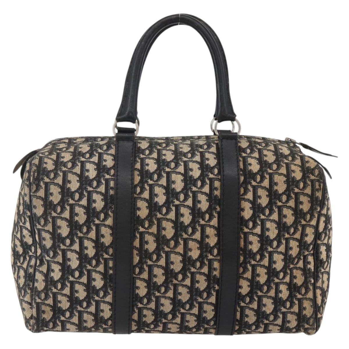 Christian Dior Trotter Canvas Hand Bag Navy Silver Auth 144464