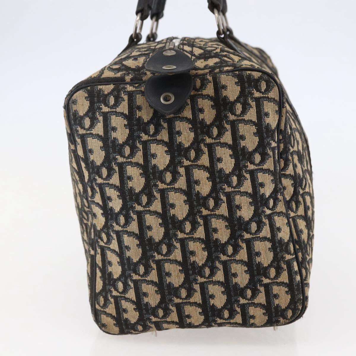 Christian Dior Trotter Canvas Hand Bag Navy Silver Auth 144464