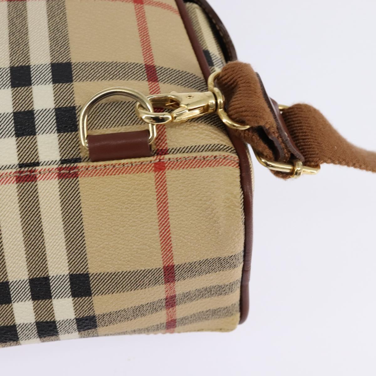 BURBERRY Nova Check Backpack PVC Beige Gold Auth 144466