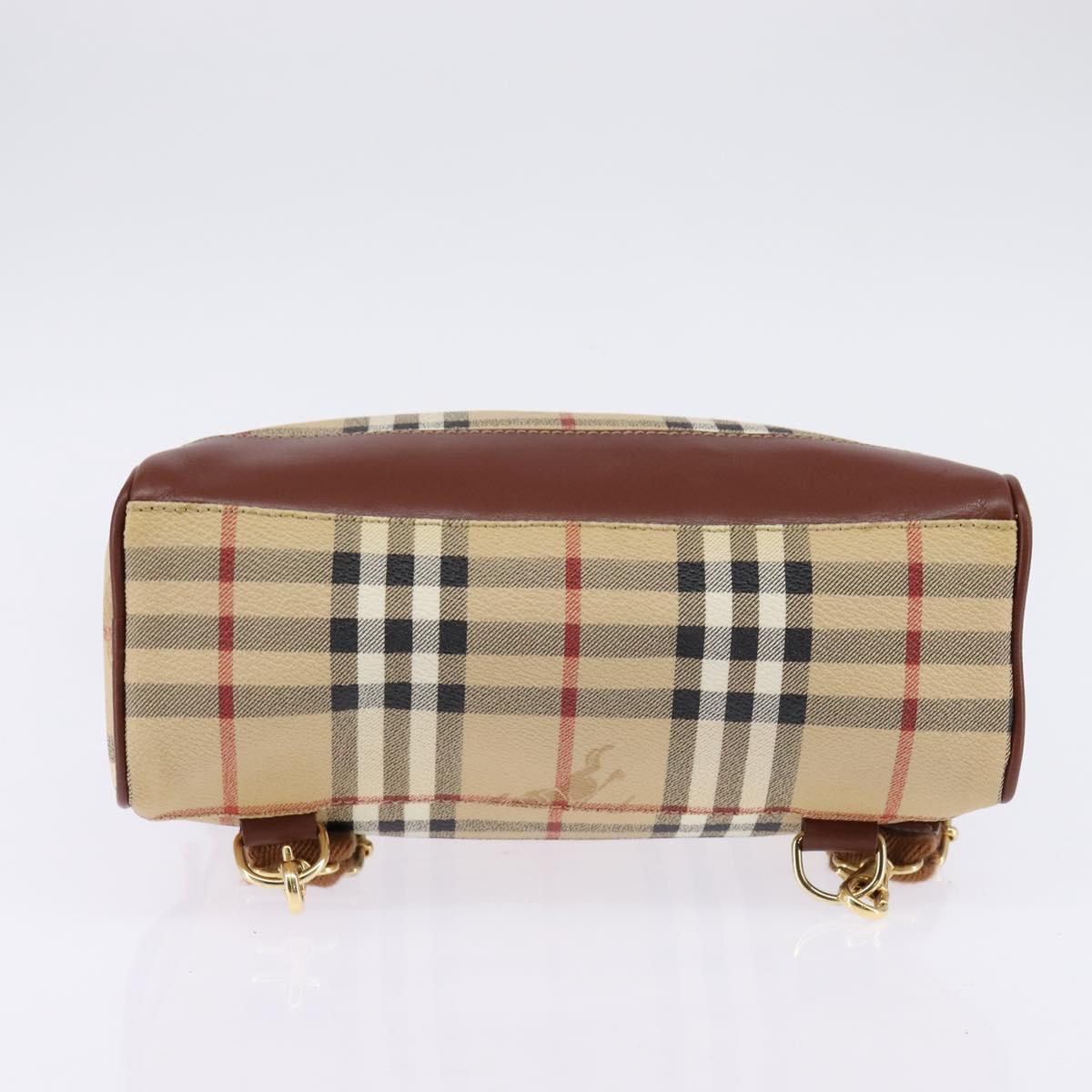 BURBERRY Nova Check Backpack PVC Beige Gold Auth 144466