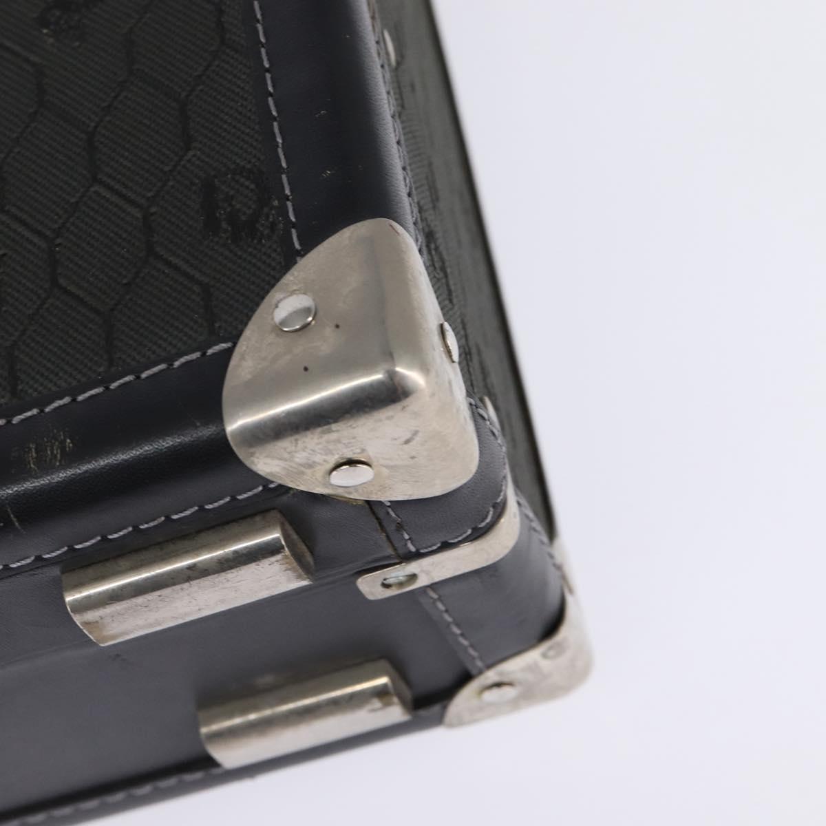 Christian Dior Honeycomb Canvas Attache case Trunk Black Auth 144467