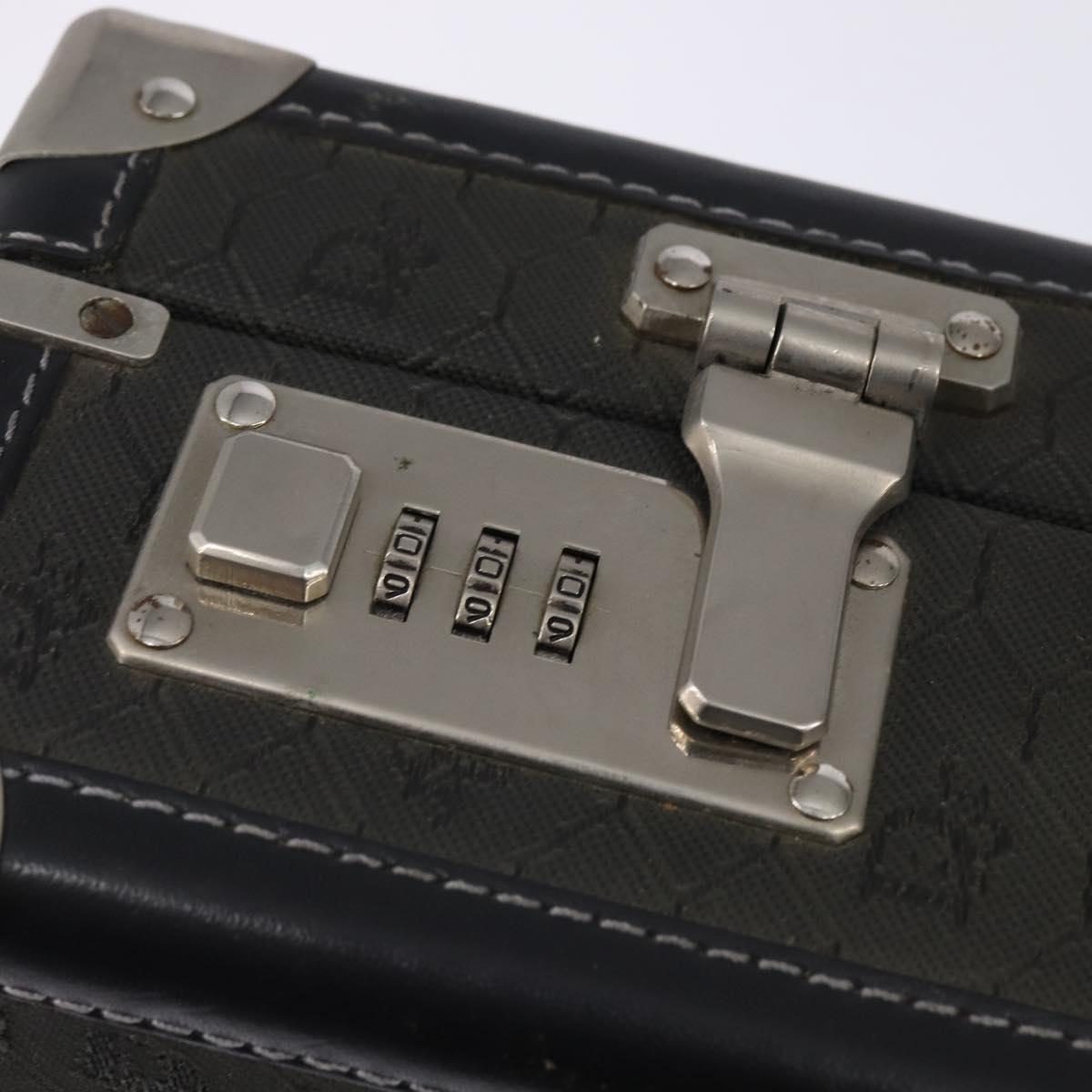 Christian Dior Honeycomb Canvas Attache case Trunk Black Auth 144467