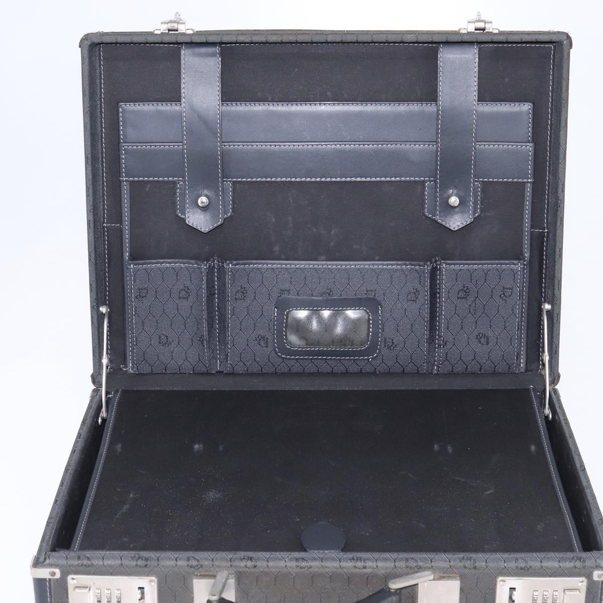 Christian Dior Honeycomb Canvas Attache case Trunk Black Auth 144467