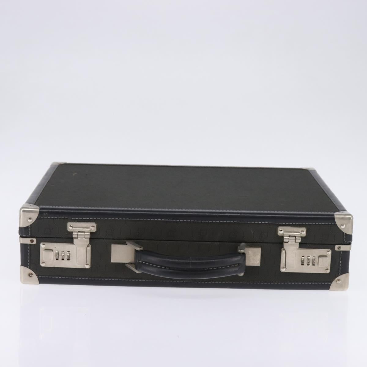Christian Dior Honeycomb Canvas Attache case Trunk Black Auth 144467