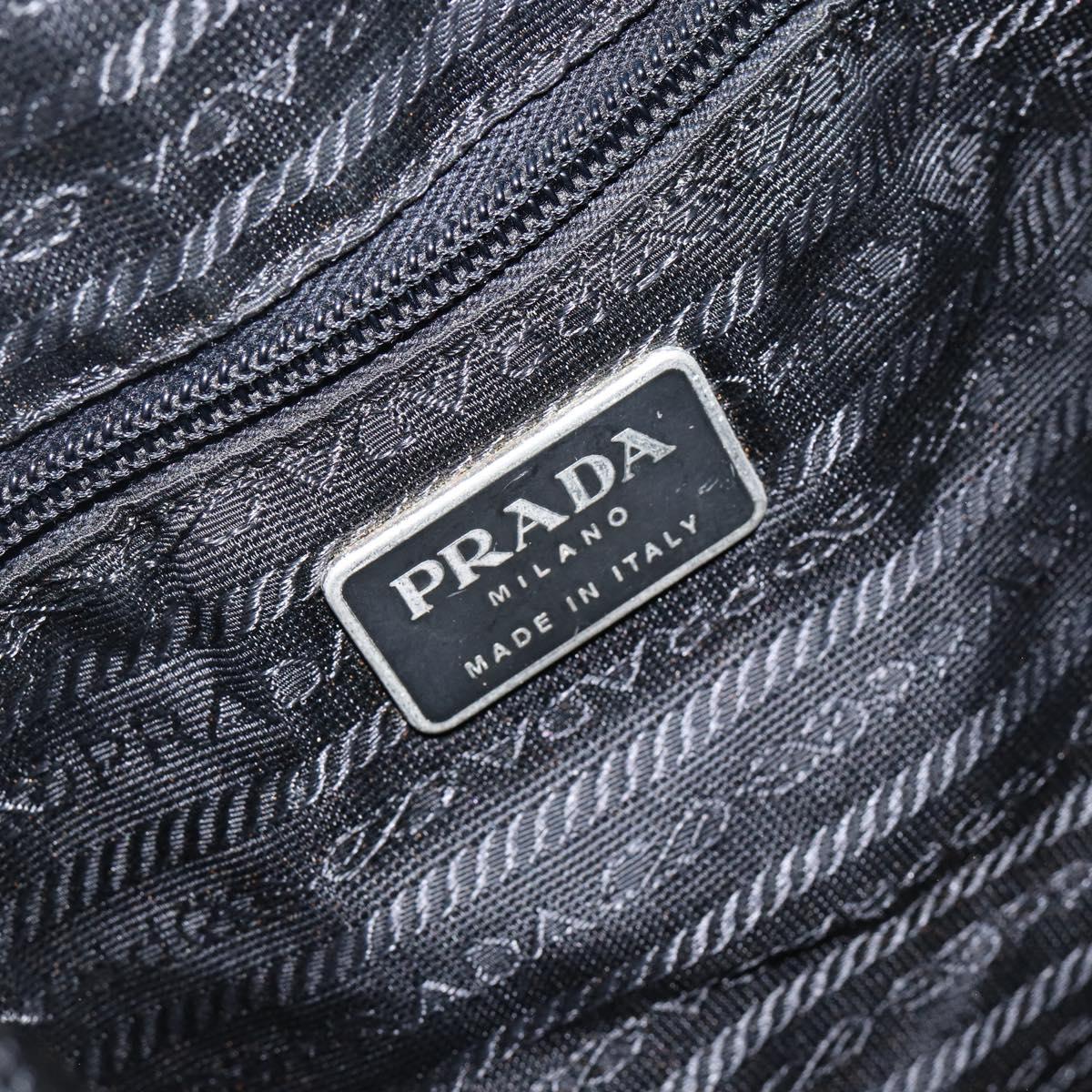 PRADA Shoulder Bag Nylon Black Silver Auth 144476
