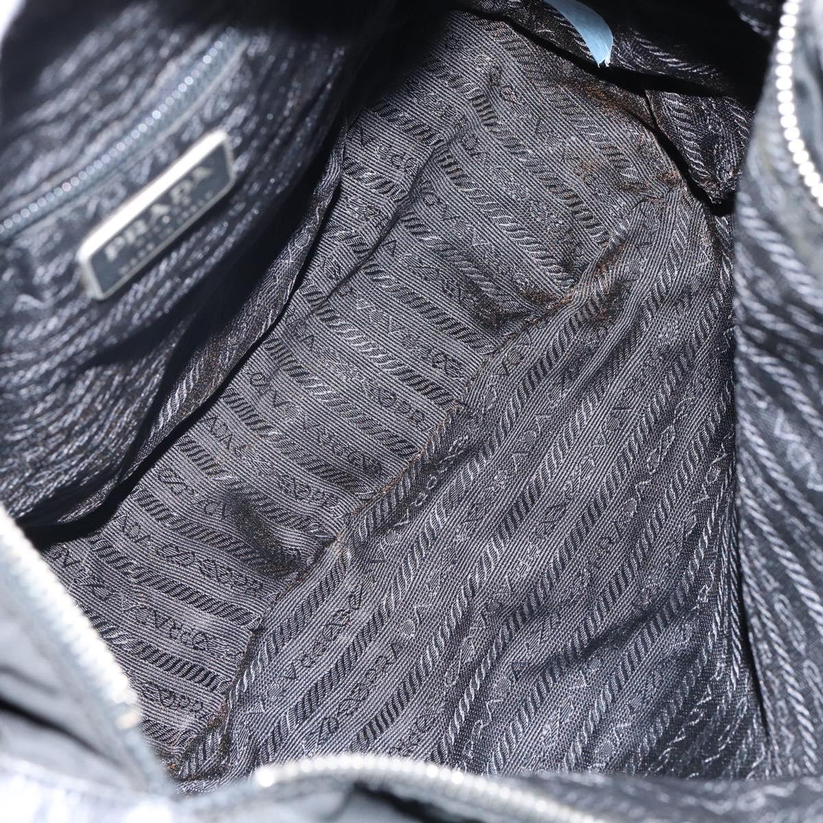 PRADA Shoulder Bag Nylon Black Silver Auth 144476