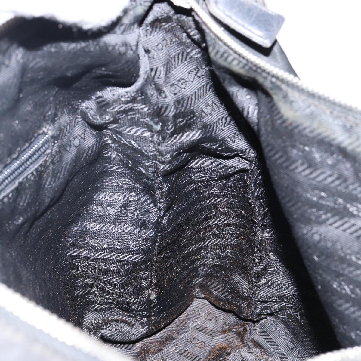 PRADA Shoulder Bag Nylon Black Silver Auth 144476