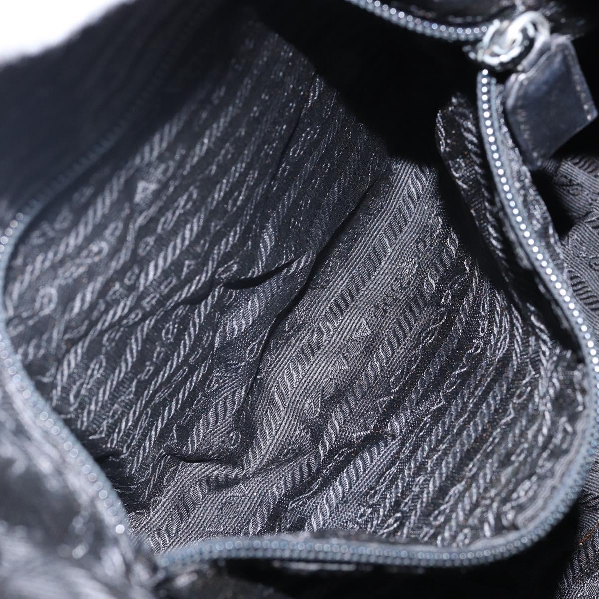 PRADA Shoulder Bag Nylon Black Silver Auth 144476