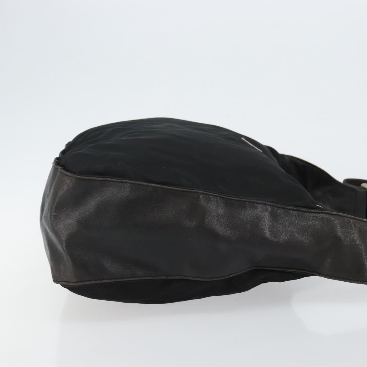 PRADA Shoulder Bag Nylon Black Silver Auth 144476