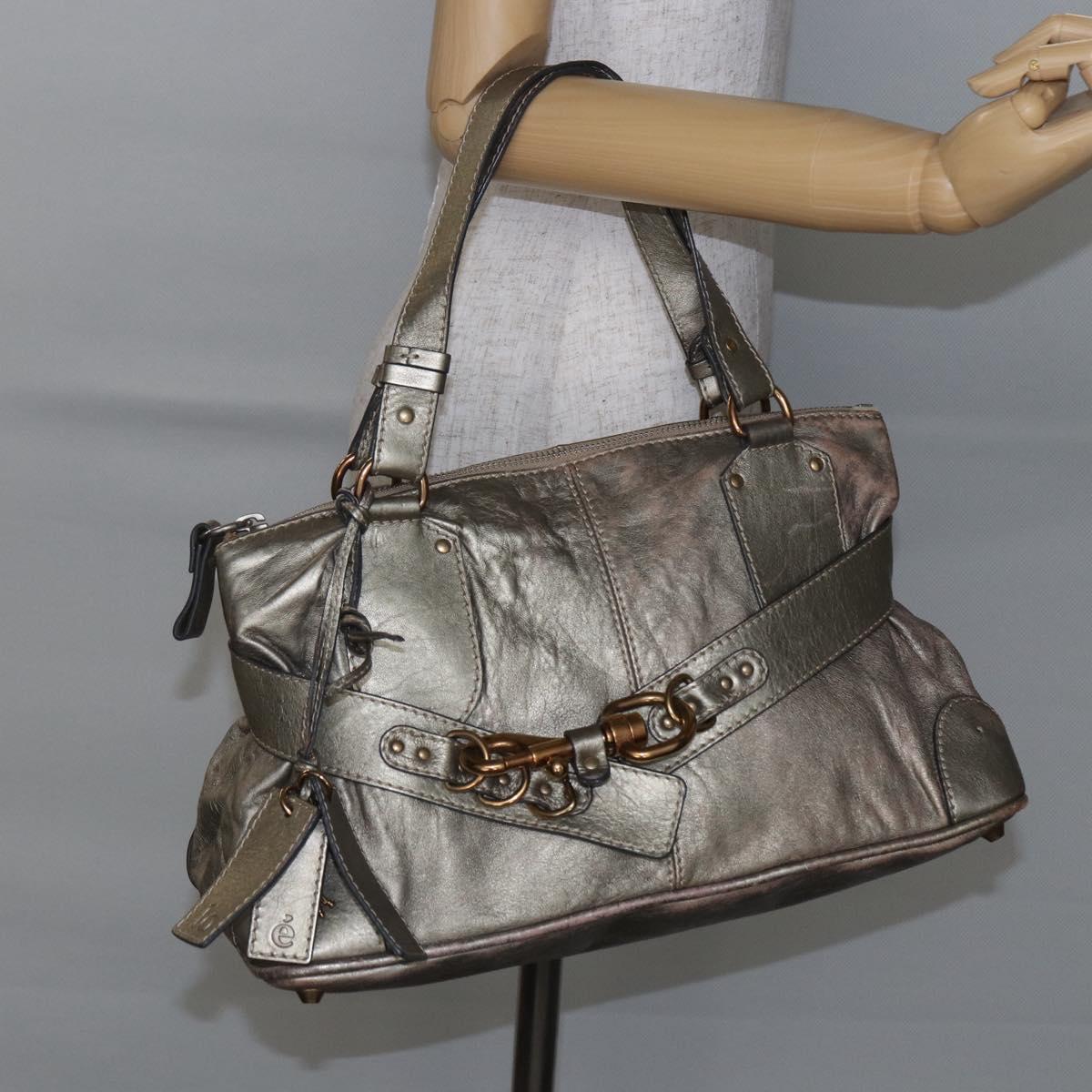 Chloe Kerala Hand Bag Leather Champagne Gold Auth 144479