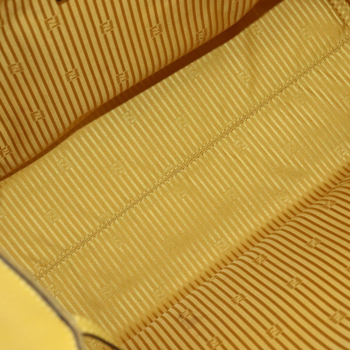 FENDI Hand Bag Leather Yellow Gold Auth 144480