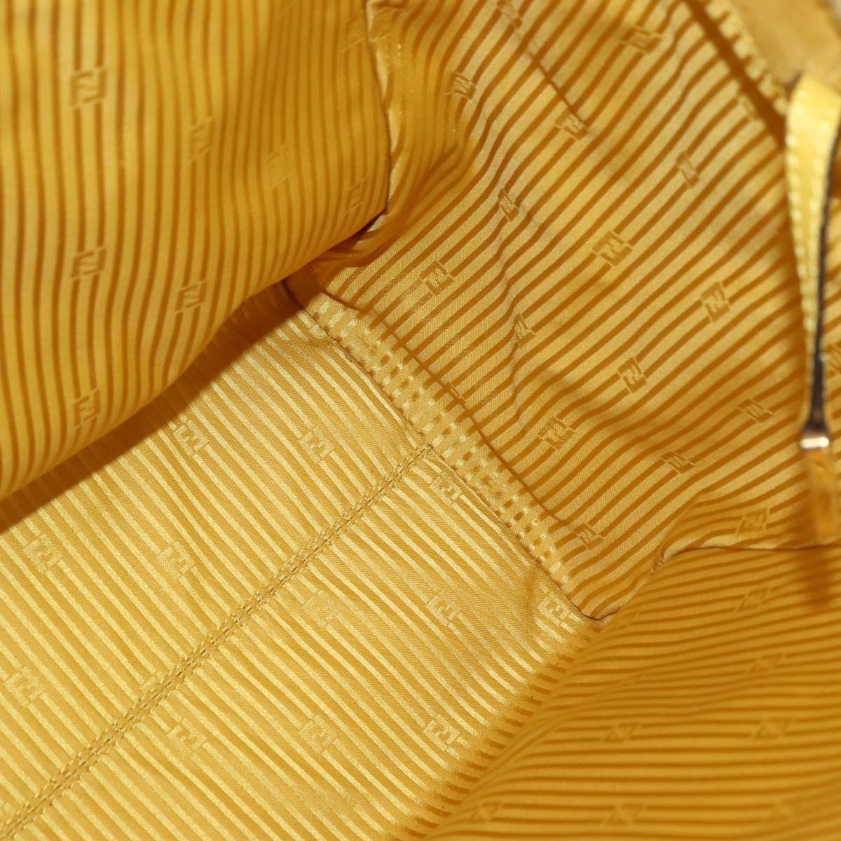 FENDI Hand Bag Leather Yellow Gold Auth 144480