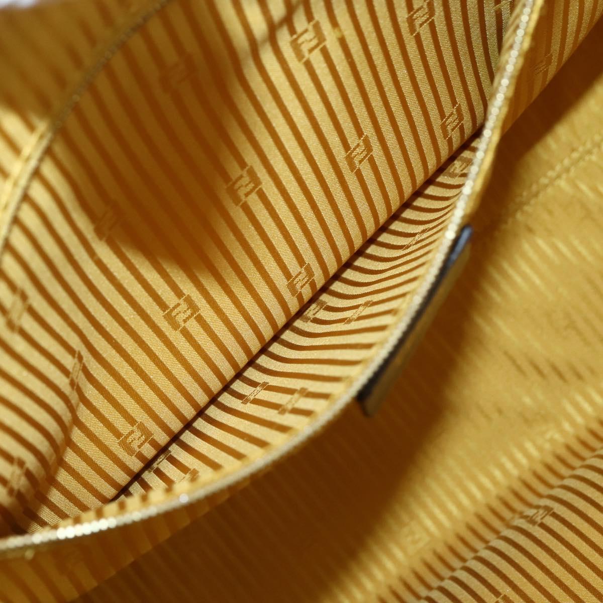 FENDI Hand Bag Leather Yellow Gold Auth 144480