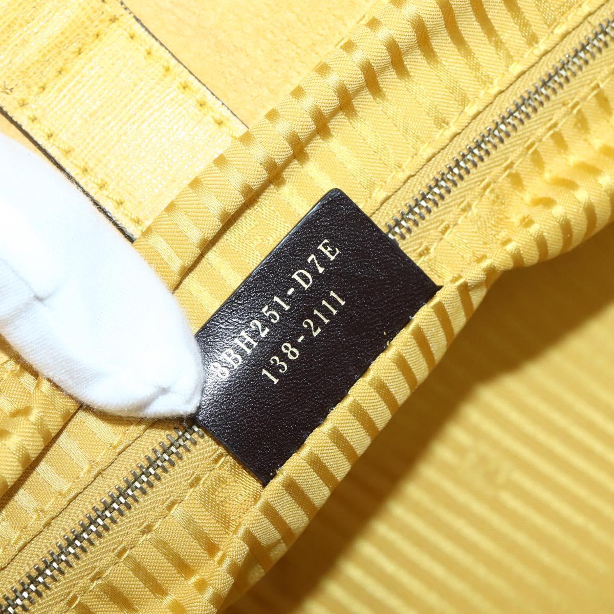 FENDI Hand Bag Leather Yellow Gold Auth 144480