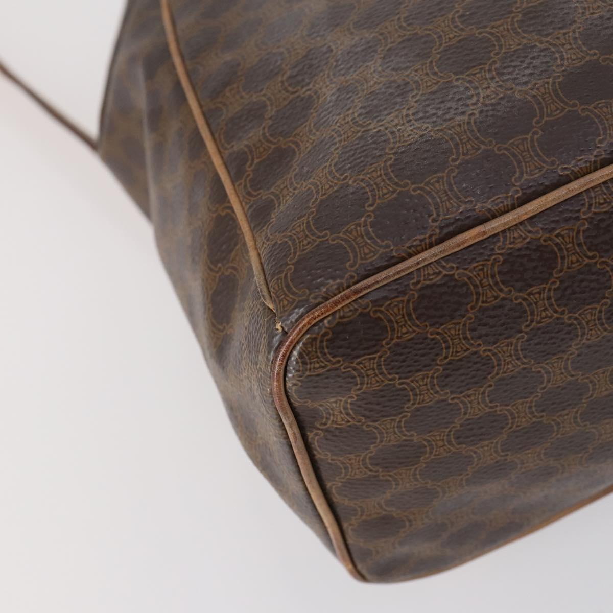 CELINE Macadam Canvas Backpack PVC Leather Brown Gold Auth 144490