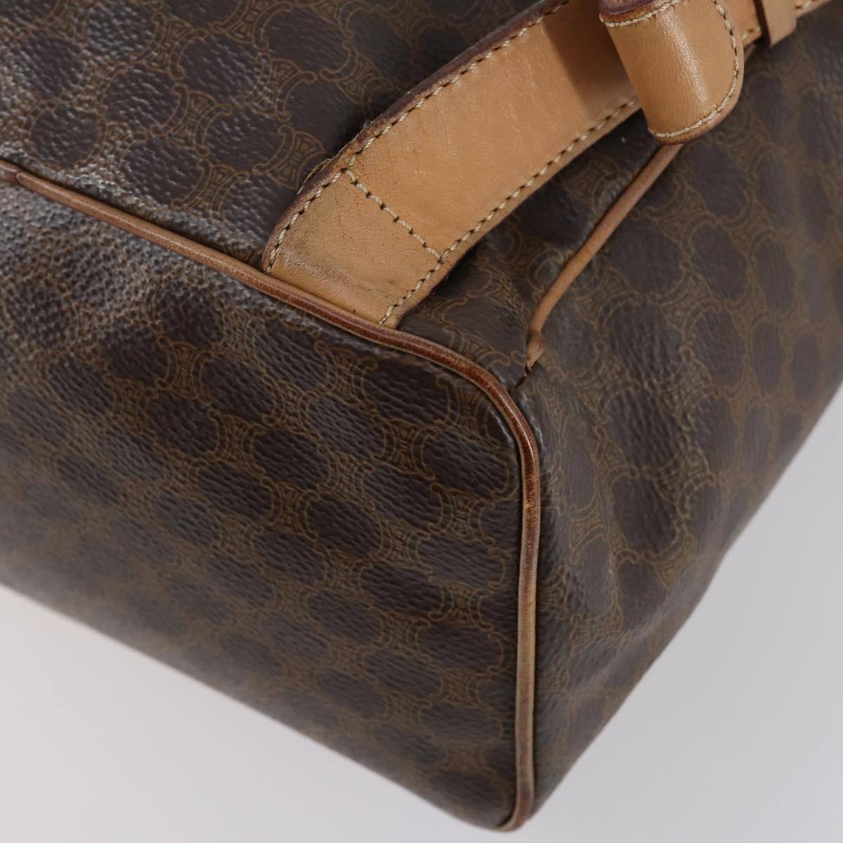 CELINE Macadam Canvas Backpack PVC Leather Brown Gold Auth 144490