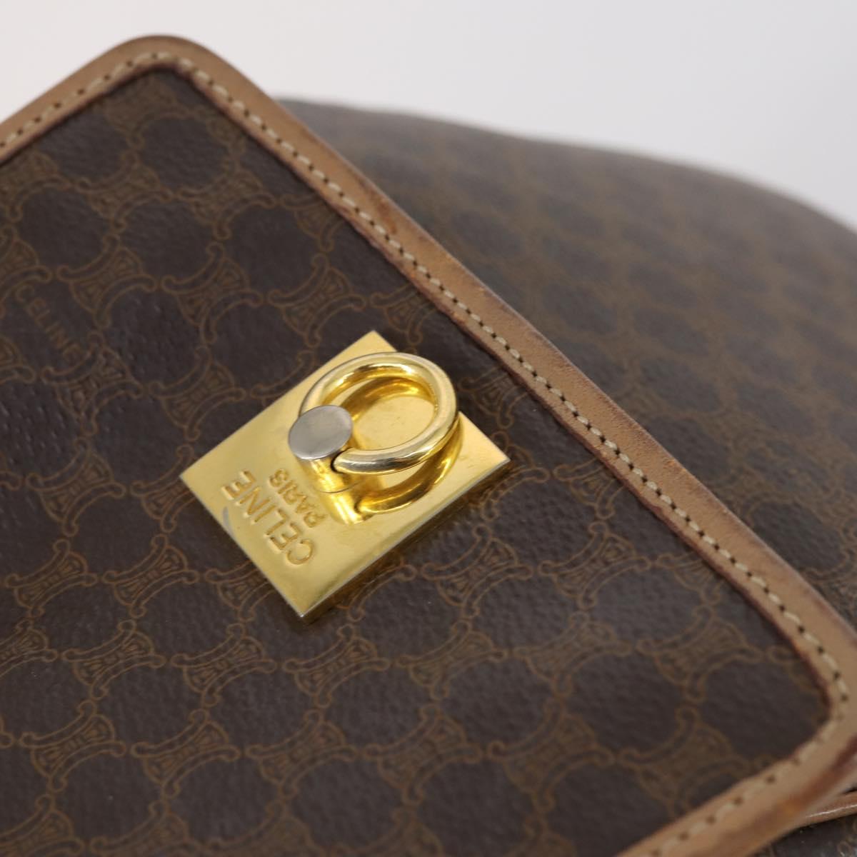 CELINE Macadam Canvas Backpack PVC Leather Brown Gold Auth 144490