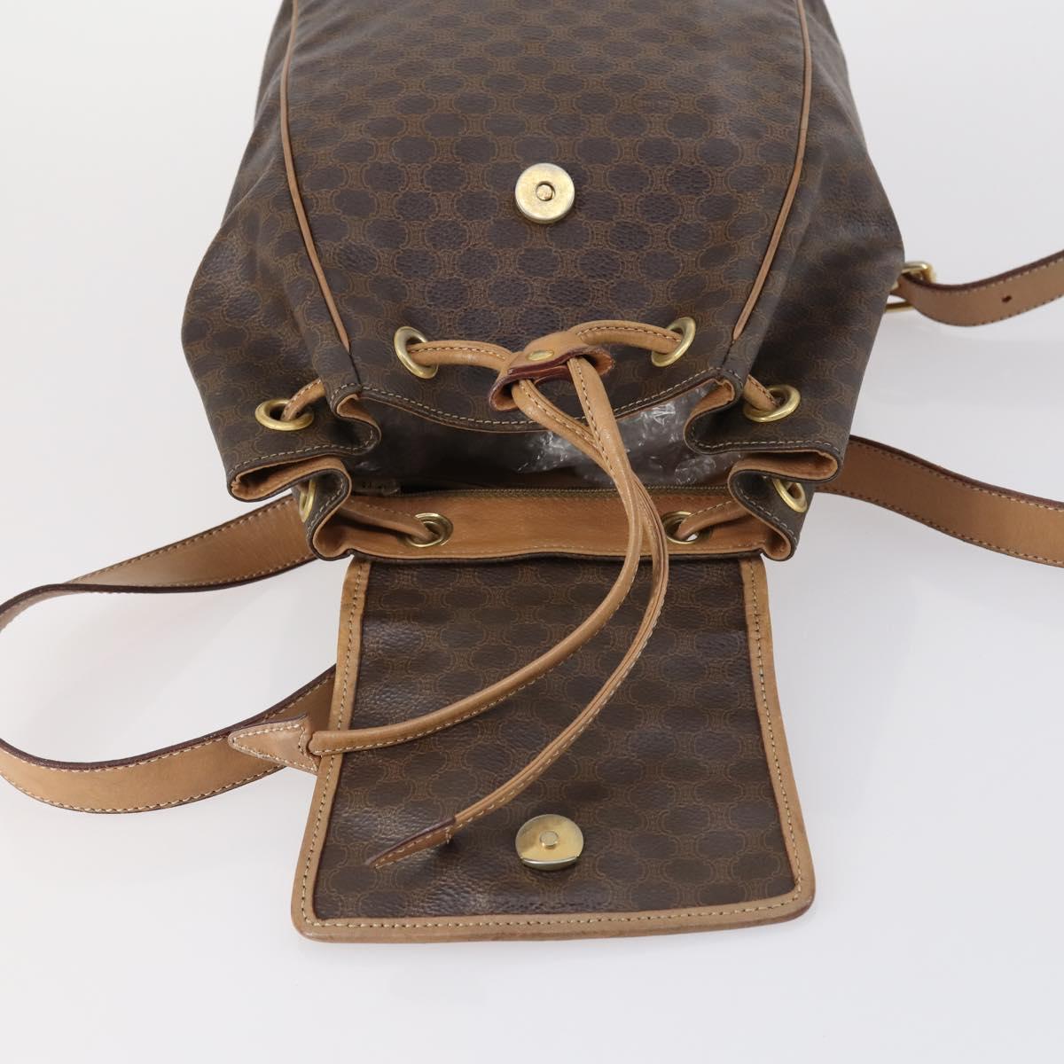 CELINE Macadam Canvas Backpack PVC Leather Brown Gold Auth 144490