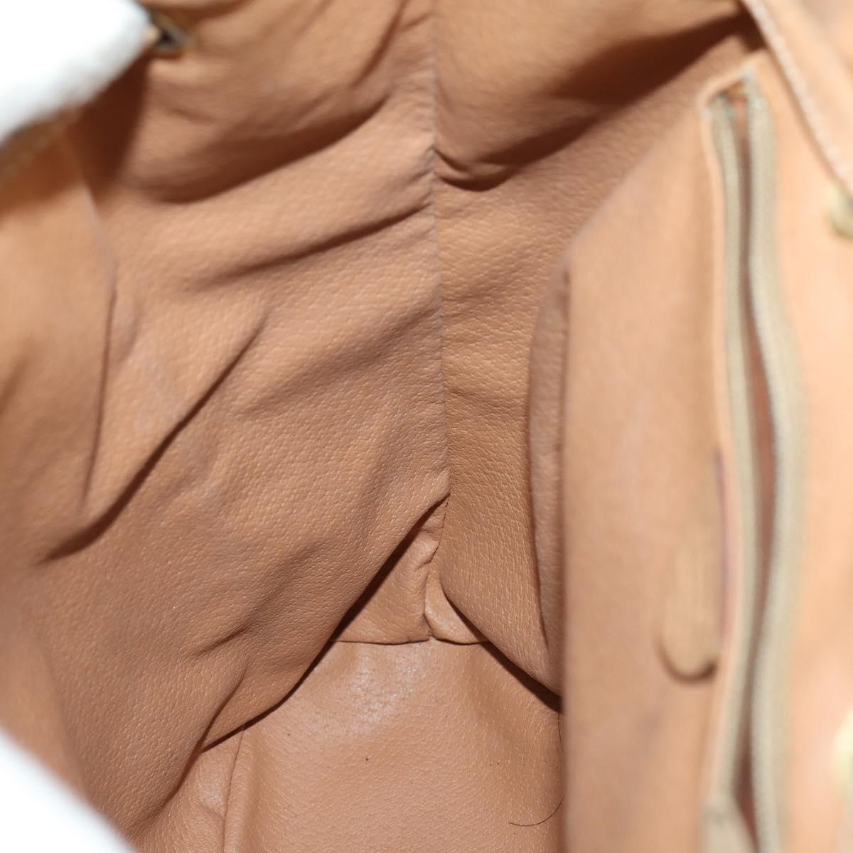 CELINE Macadam Canvas Backpack PVC Leather Brown Gold Auth 144490