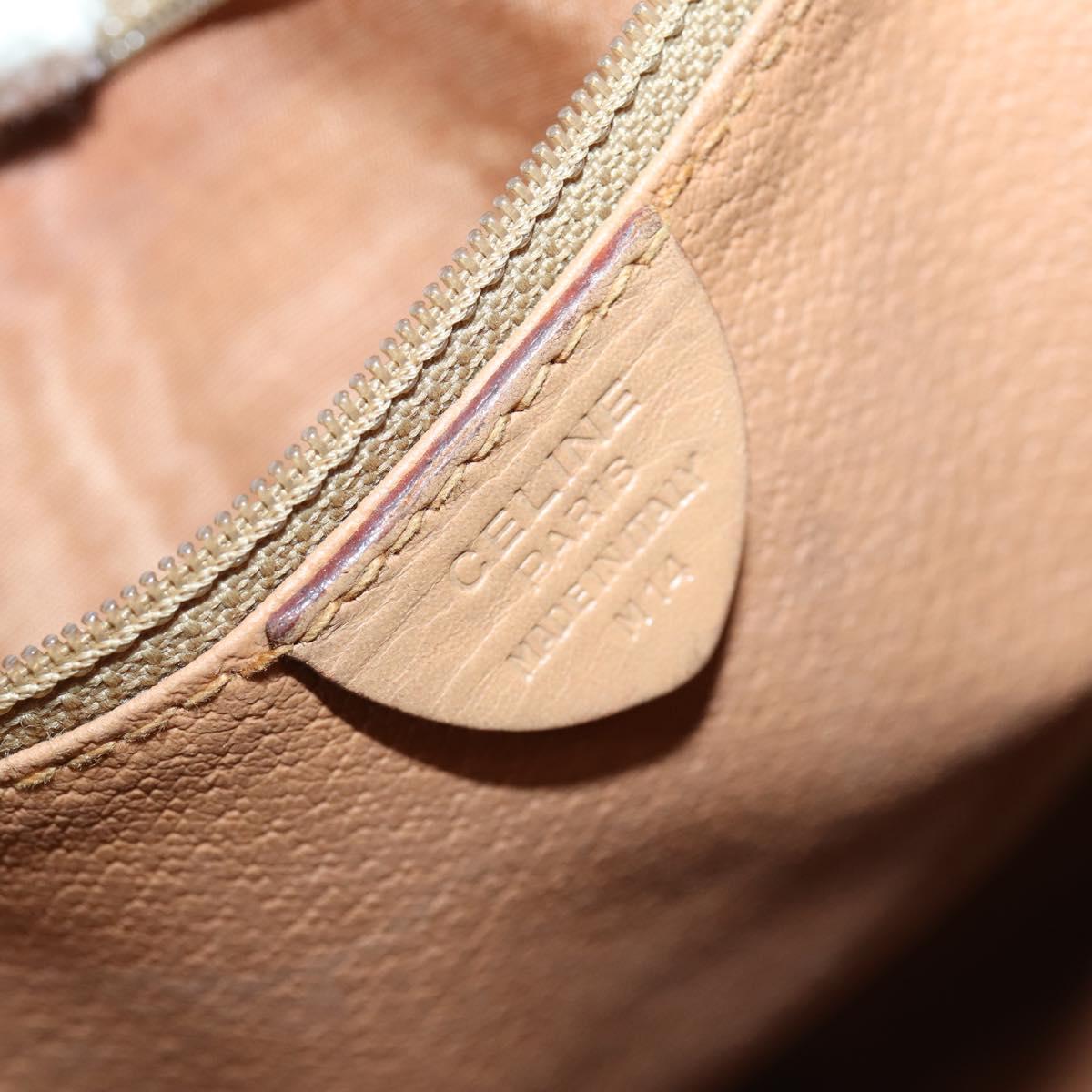 CELINE Macadam Canvas Backpack PVC Leather Brown Gold Auth 144490