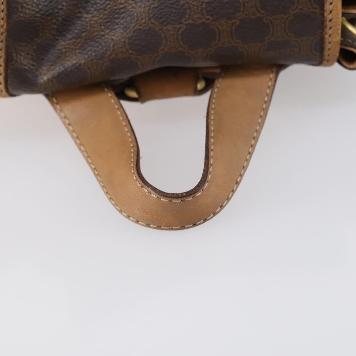 CELINE Macadam Canvas Backpack PVC Leather Brown Gold Auth 144490