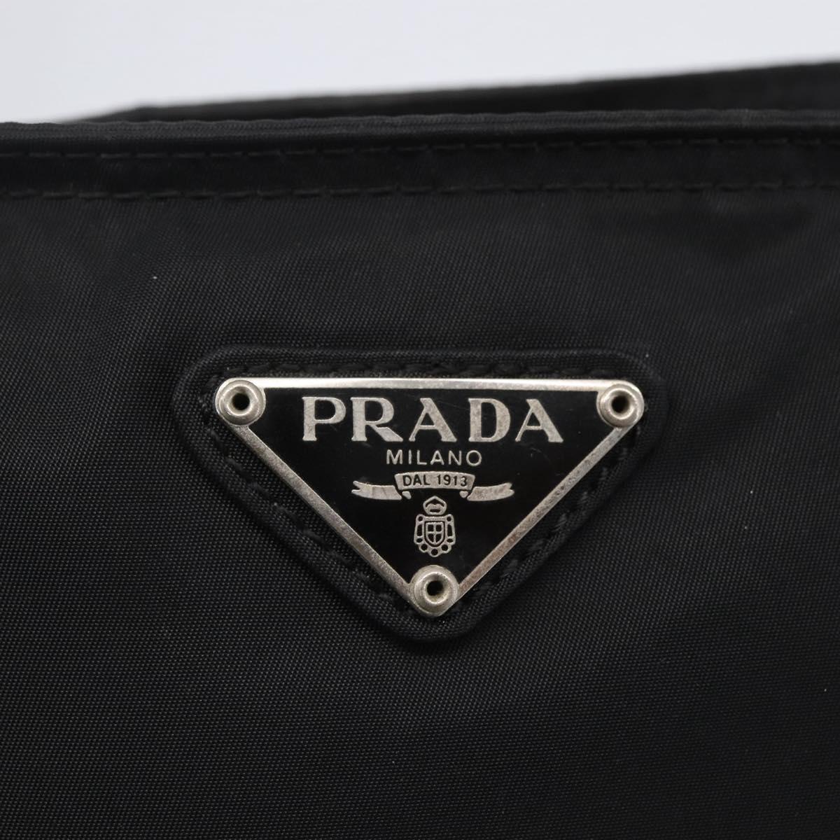 PRADA Shoulder Bag Nylon Black Silver Auth 144491