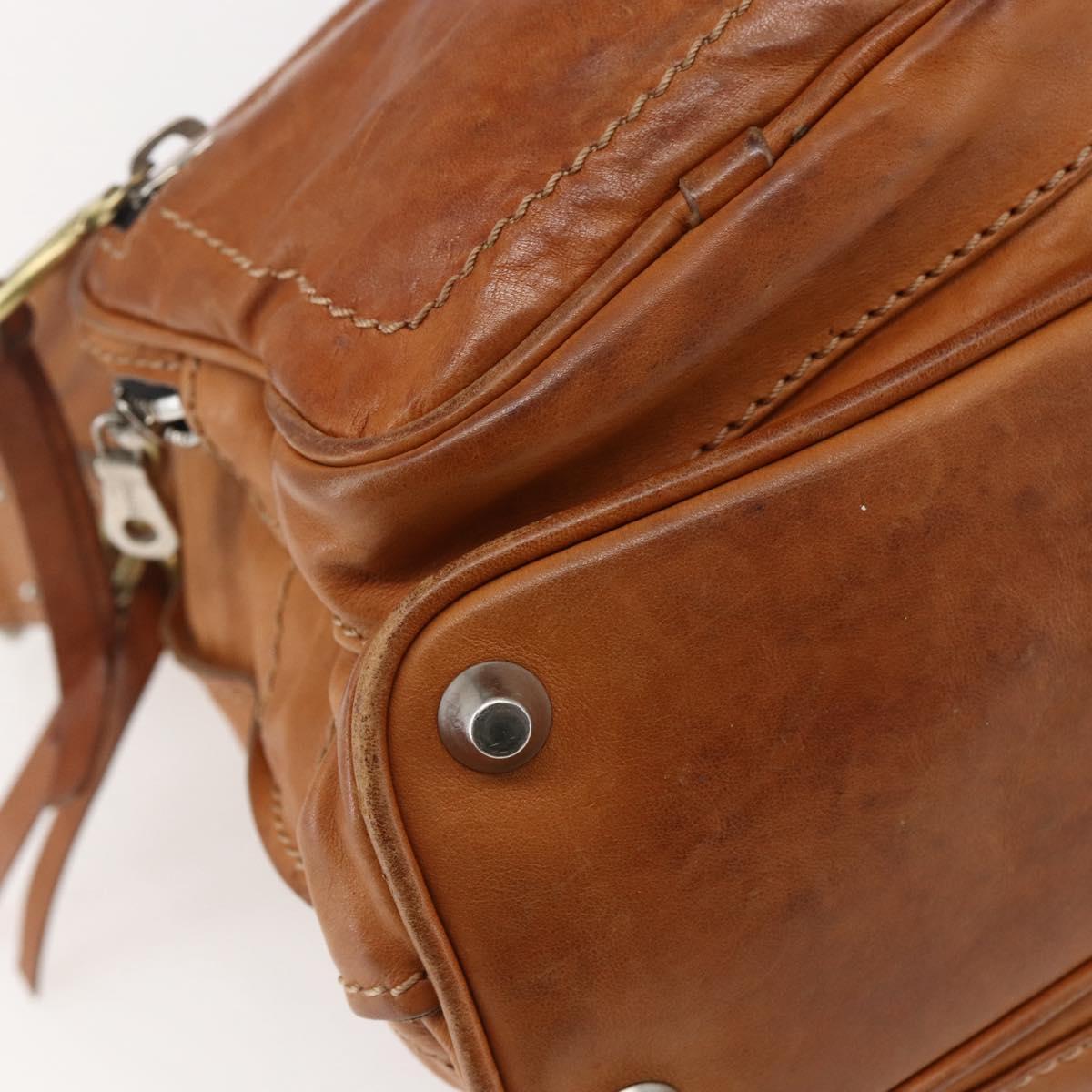 Chloe Betty Shoulder Bag Leather Brown Silver gold Auth 144492