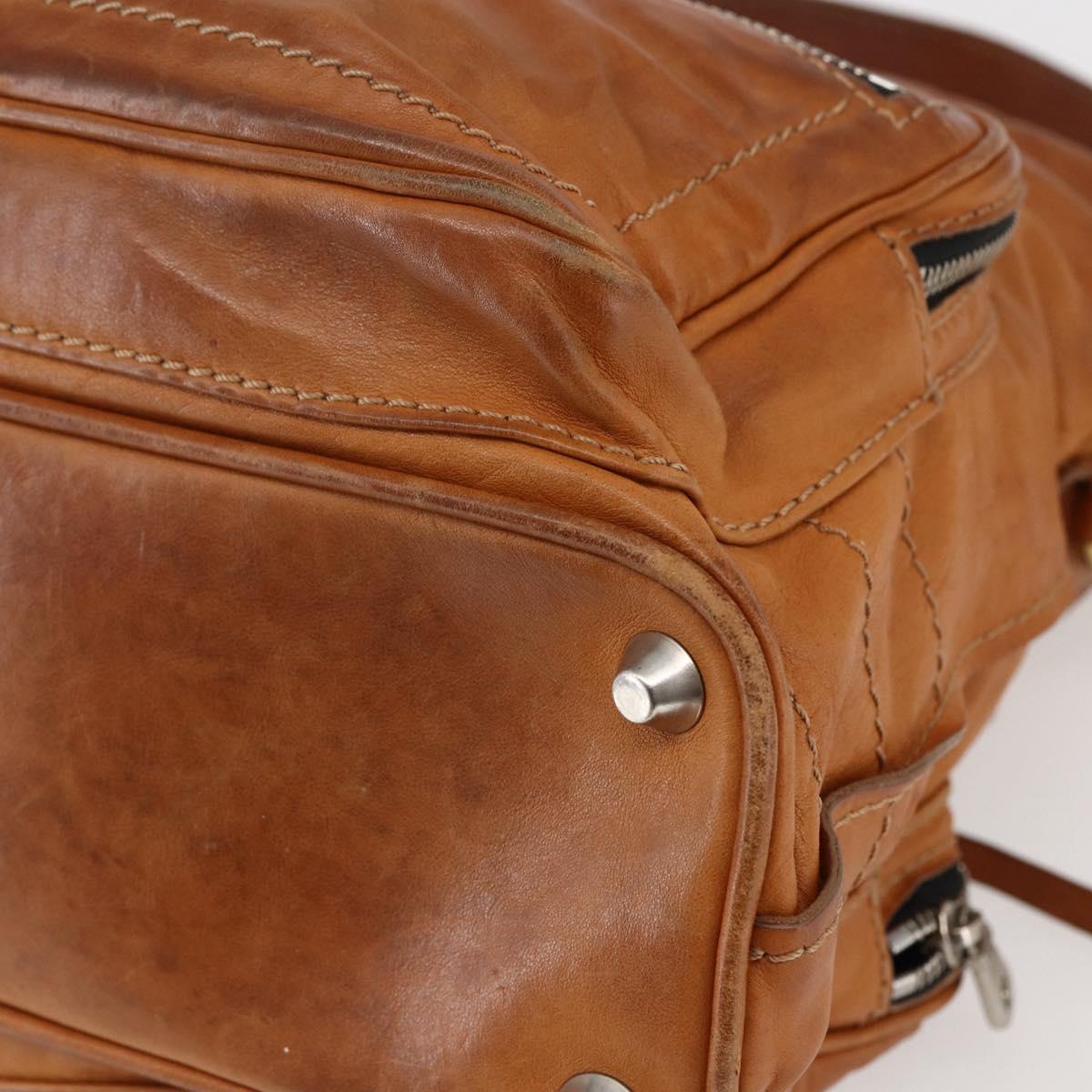 Chloe Betty Shoulder Bag Leather Brown Silver gold Auth 144492