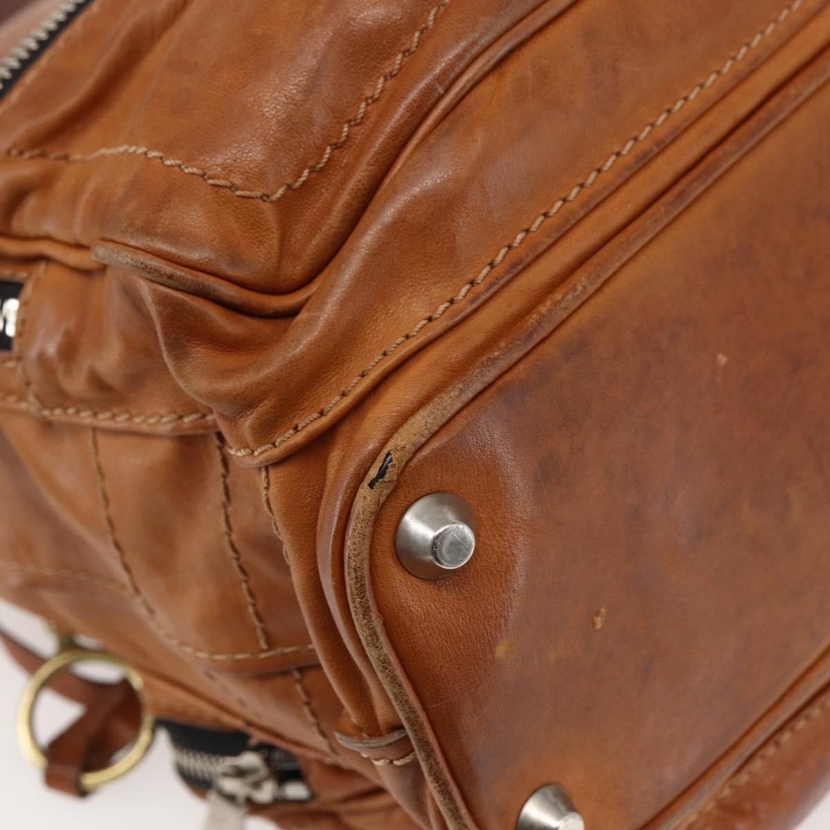 Chloe Betty Shoulder Bag Leather Brown Silver gold Auth 144492