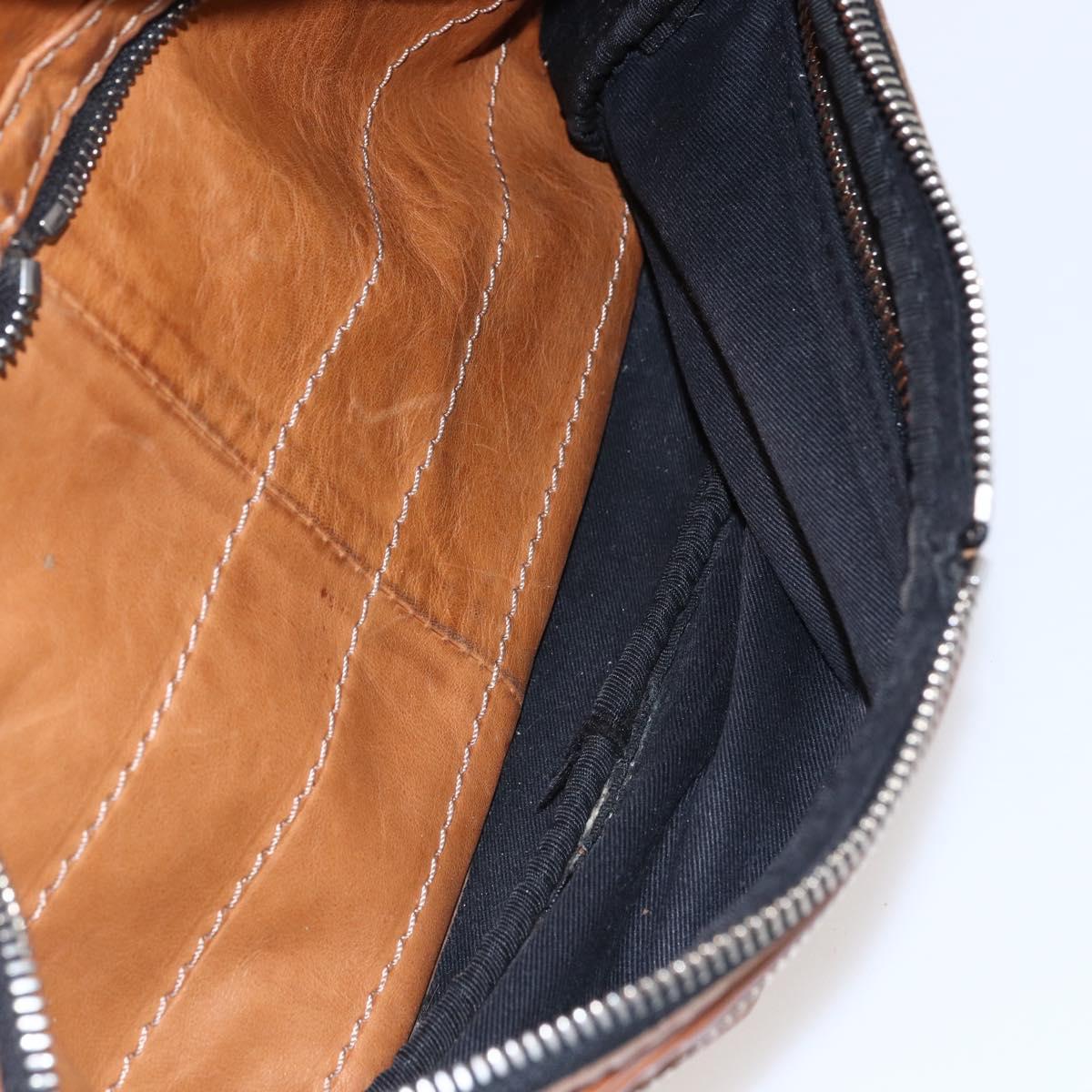 Chloe Betty Shoulder Bag Leather Brown Silver gold Auth 144492