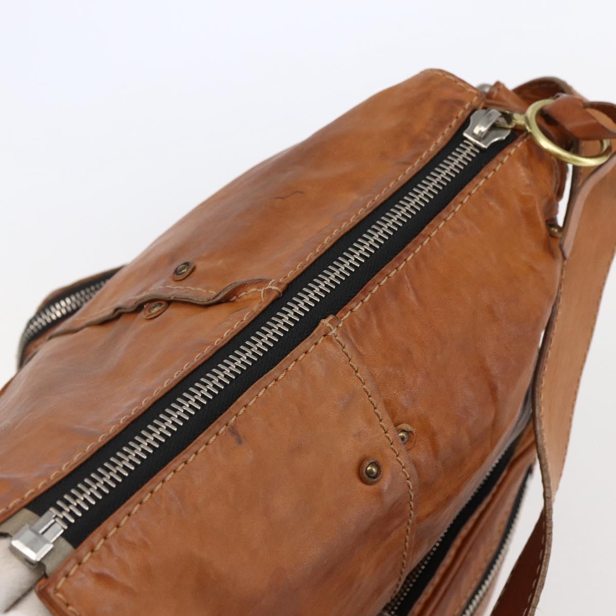 Chloe Betty Shoulder Bag Leather Brown Silver gold Auth 144492