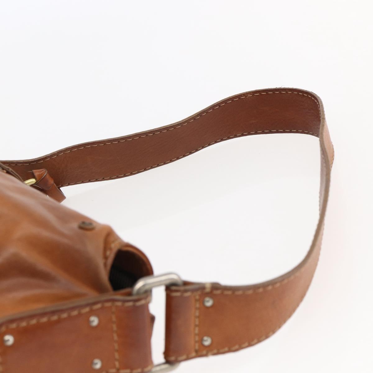 Chloe Betty Shoulder Bag Leather Brown Silver gold Auth 144492