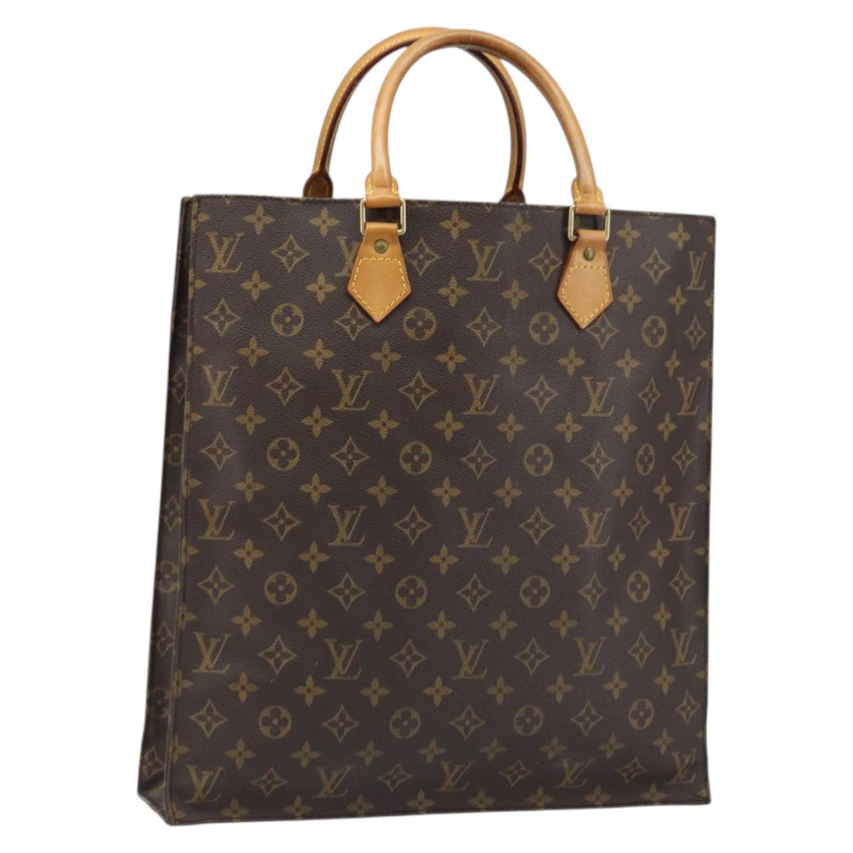 LOUIS VUITTON Monogram Sac Plat Hand Bag M51140 LV Auth 144500