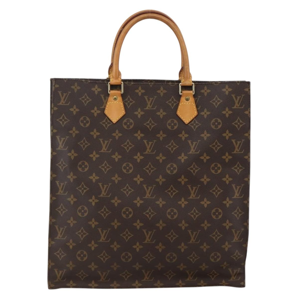LOUIS VUITTON Monogram Sac Plat Hand Bag M51140 LV Auth 144500