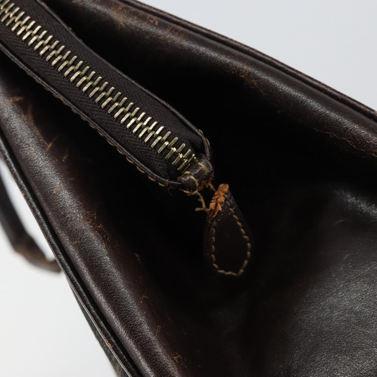 FENDI Zucca Canvas Hand Bag Black Brown Auth 144516