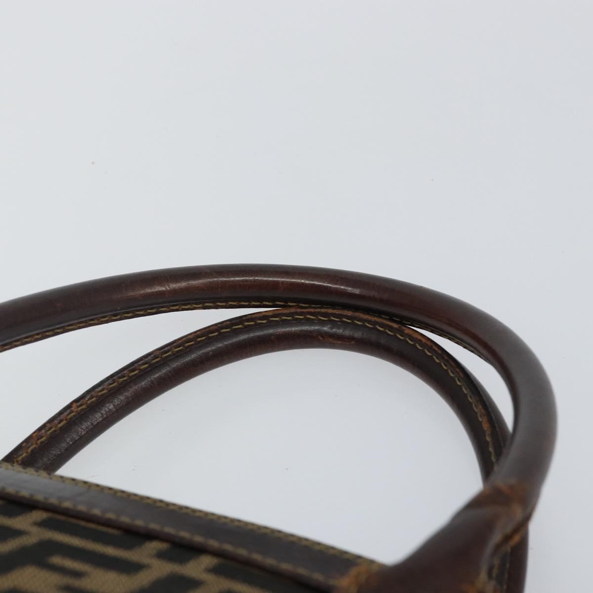 FENDI Zucca Canvas Hand Bag Black Brown Auth 144516