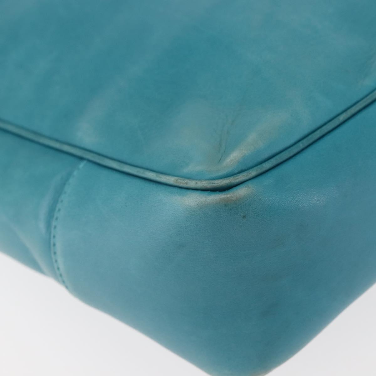 CHANEL COCO Mark Shoulder Bag Lamb Skin Turquoise Blue Gold CC Auth 144517