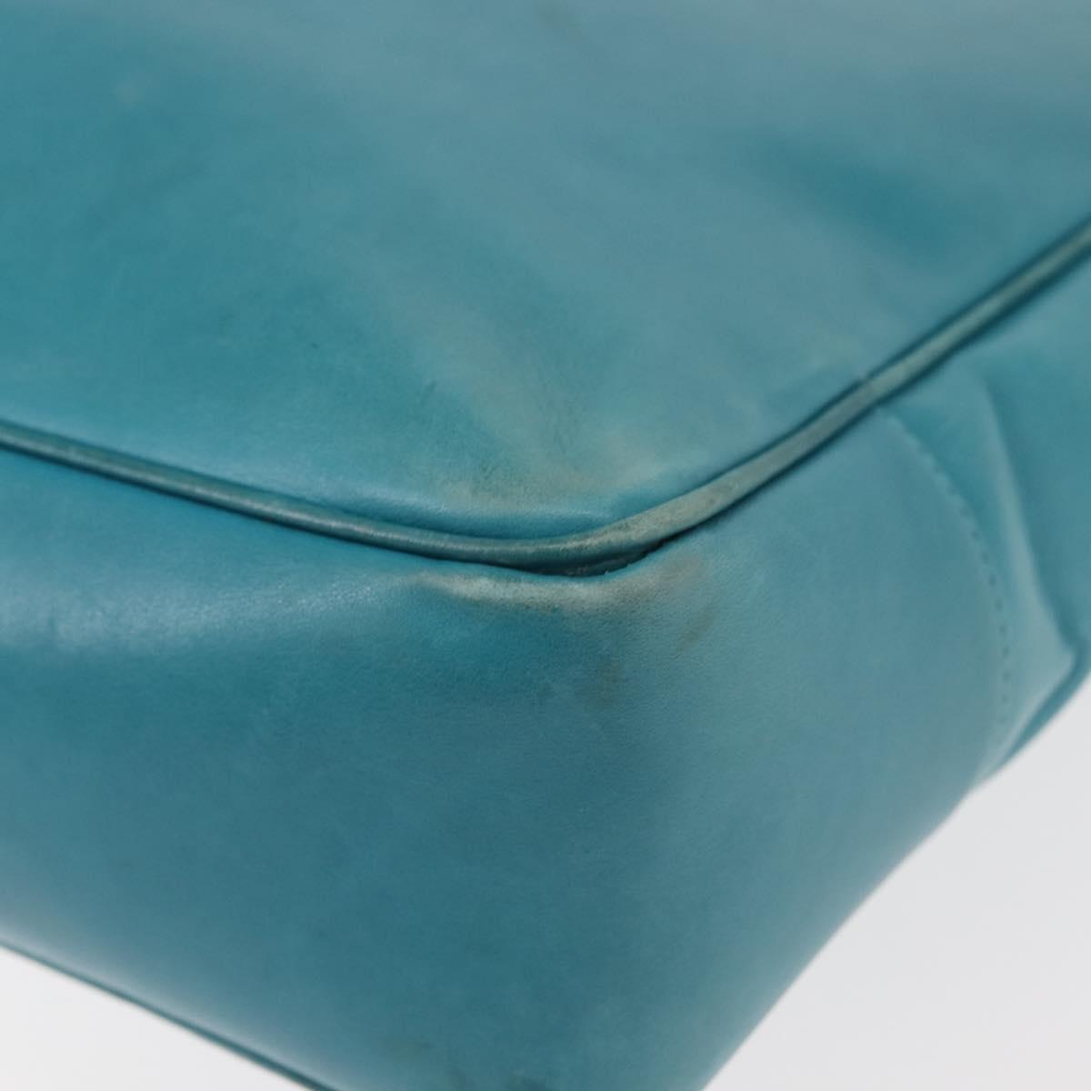 CHANEL COCO Mark Shoulder Bag Lamb Skin Turquoise Blue Gold CC Auth 144517