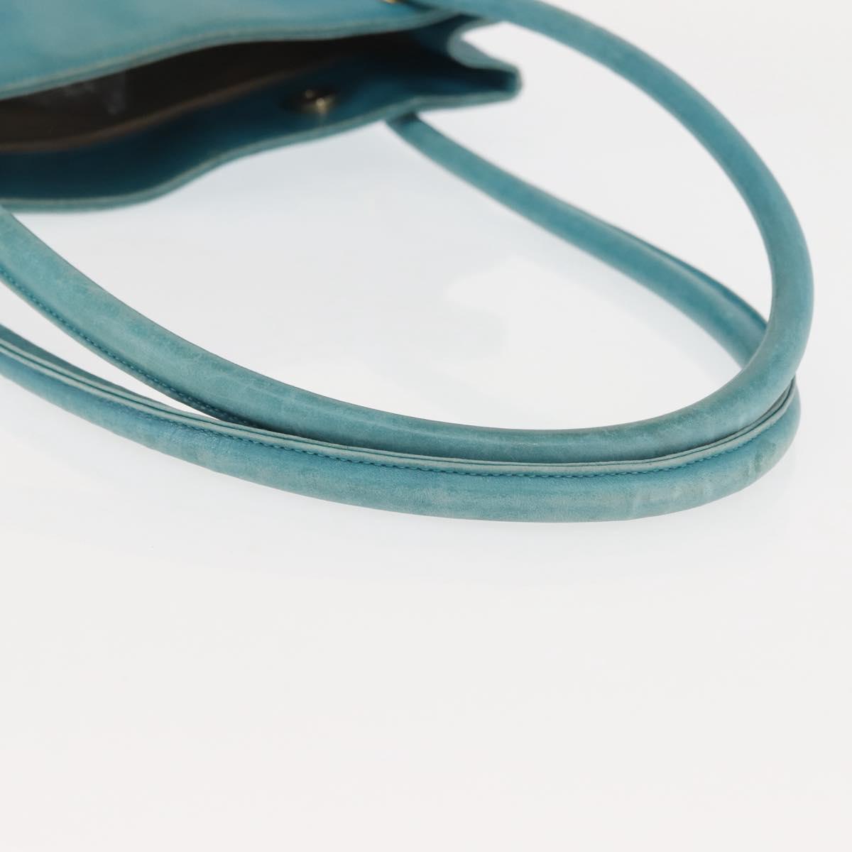 CHANEL COCO Mark Shoulder Bag Lamb Skin Turquoise Blue Gold CC Auth 144517