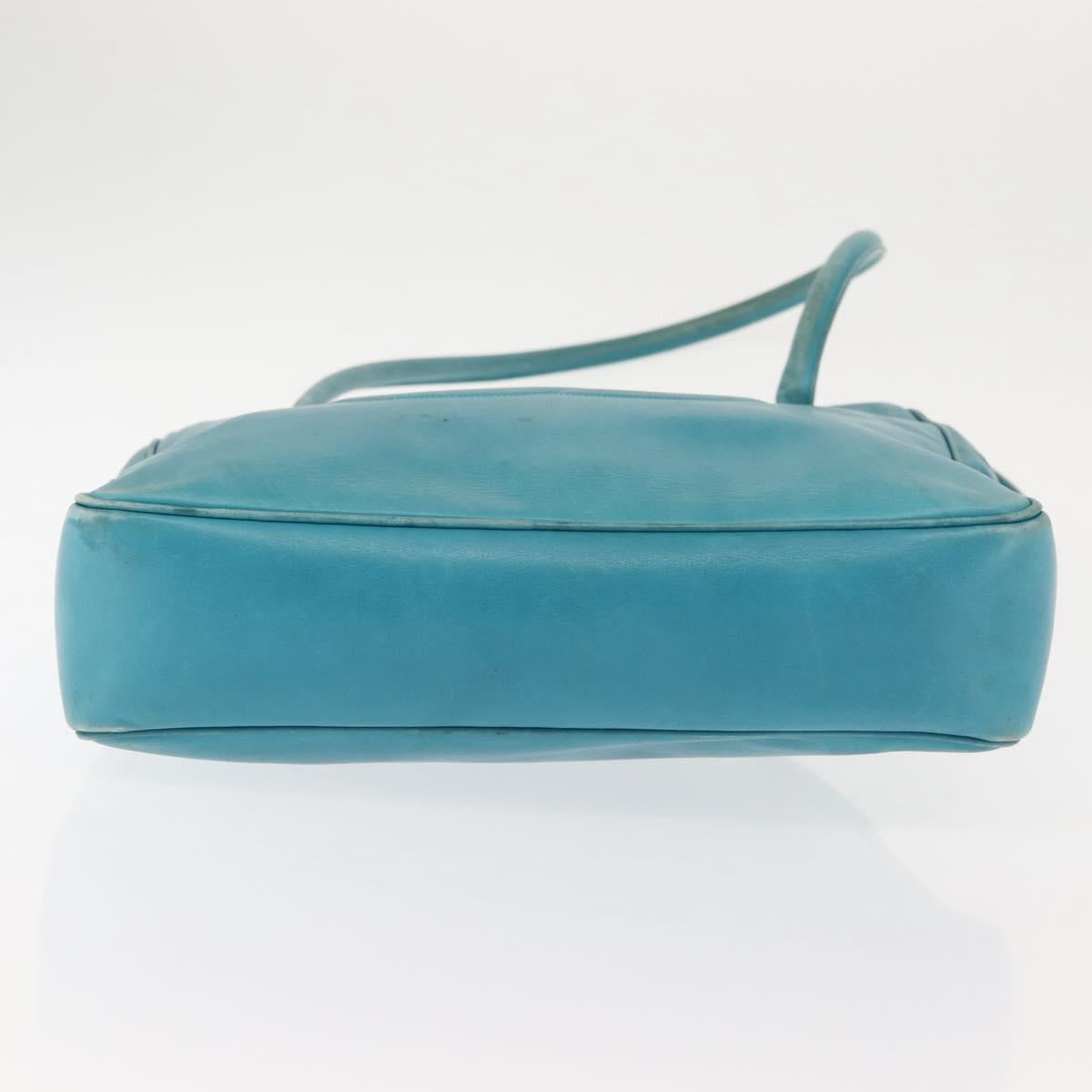 CHANEL COCO Mark Shoulder Bag Lamb Skin Turquoise Blue Gold CC Auth 144517