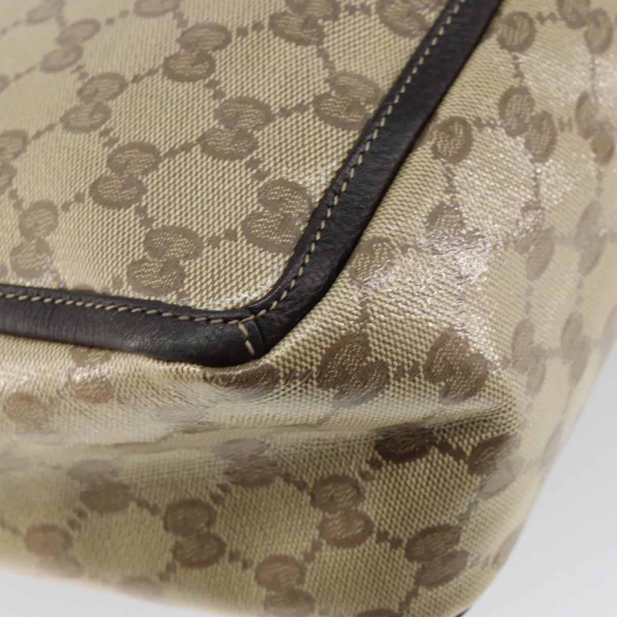 GUCCI GG Crystal Abbey Bag Coated Canvas Outlet Beige Gold 268639 Auth 144520