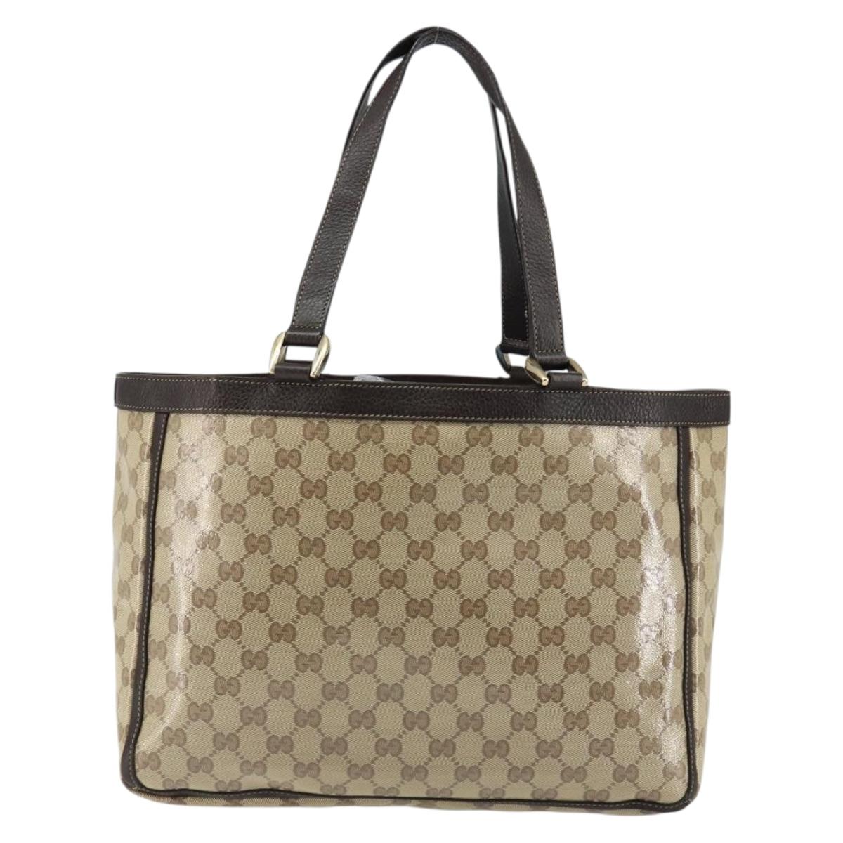 GUCCI GG Crystal Abbey Bag Coated Canvas Outlet Beige Gold 268639 Auth 144520