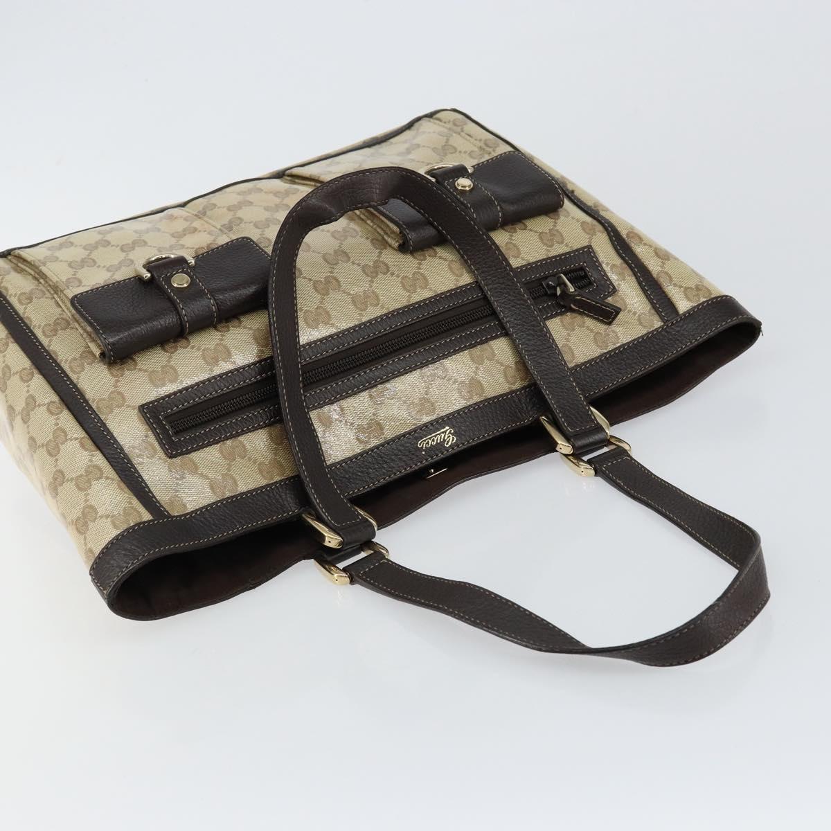 GUCCI GG Crystal Abbey Bag Coated Canvas Outlet Beige Gold 268639 Auth 144520