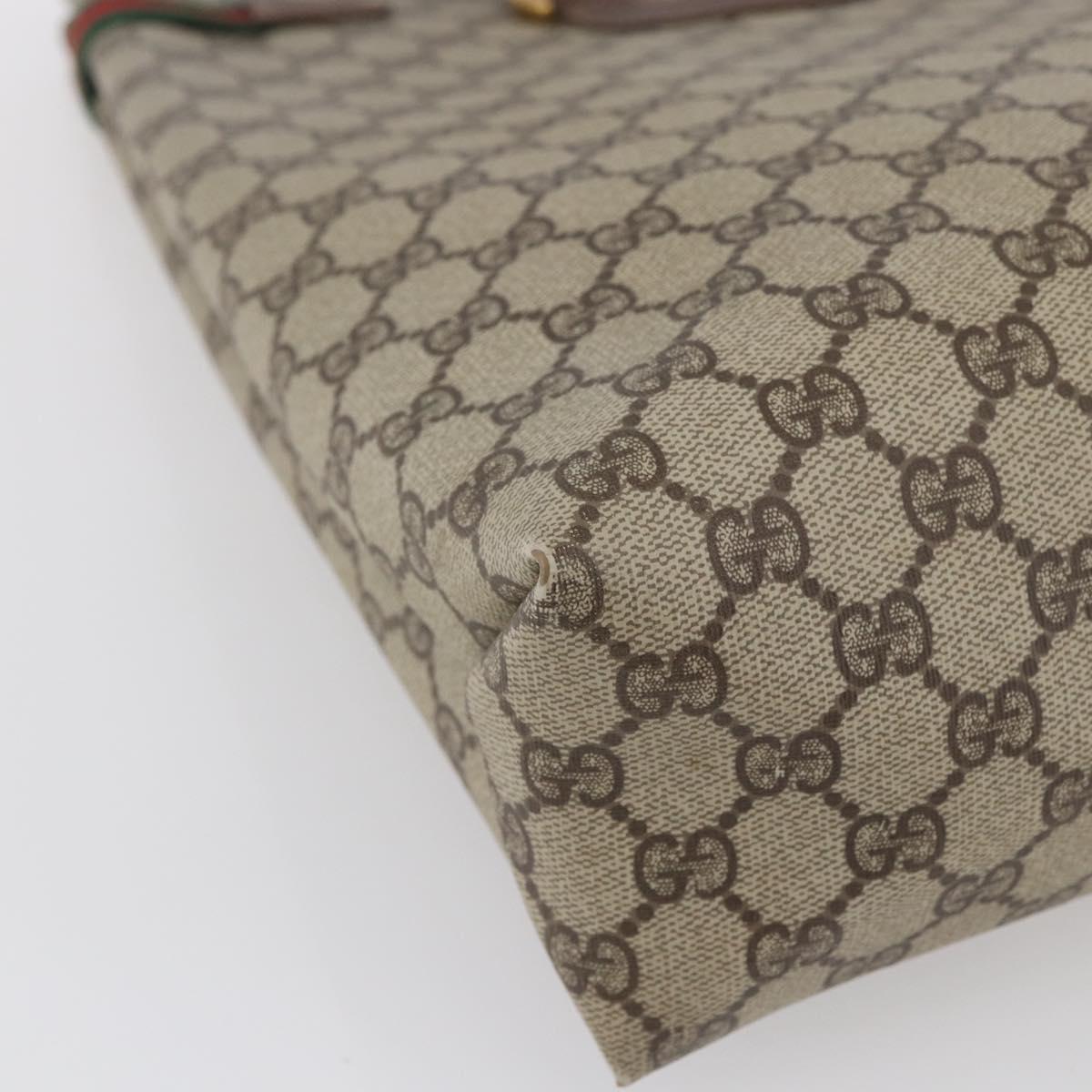 GUCCI GG Supreme Web Sherry Line Tote Bag PVC Beige Red 39 02 091 Auth 144523