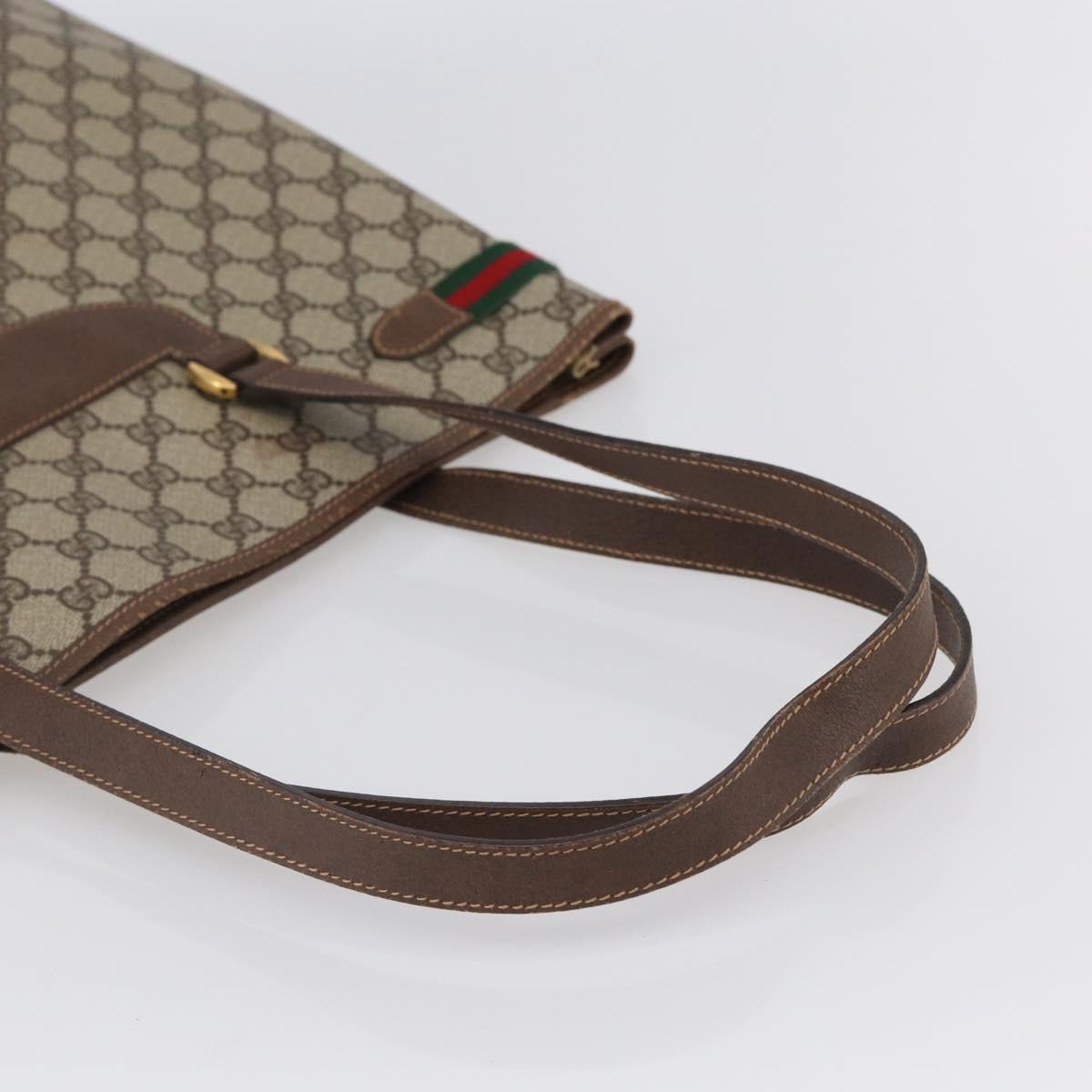 GUCCI GG Supreme Web Sherry Line Tote Bag PVC Beige Red 39 02 091 Auth 144523