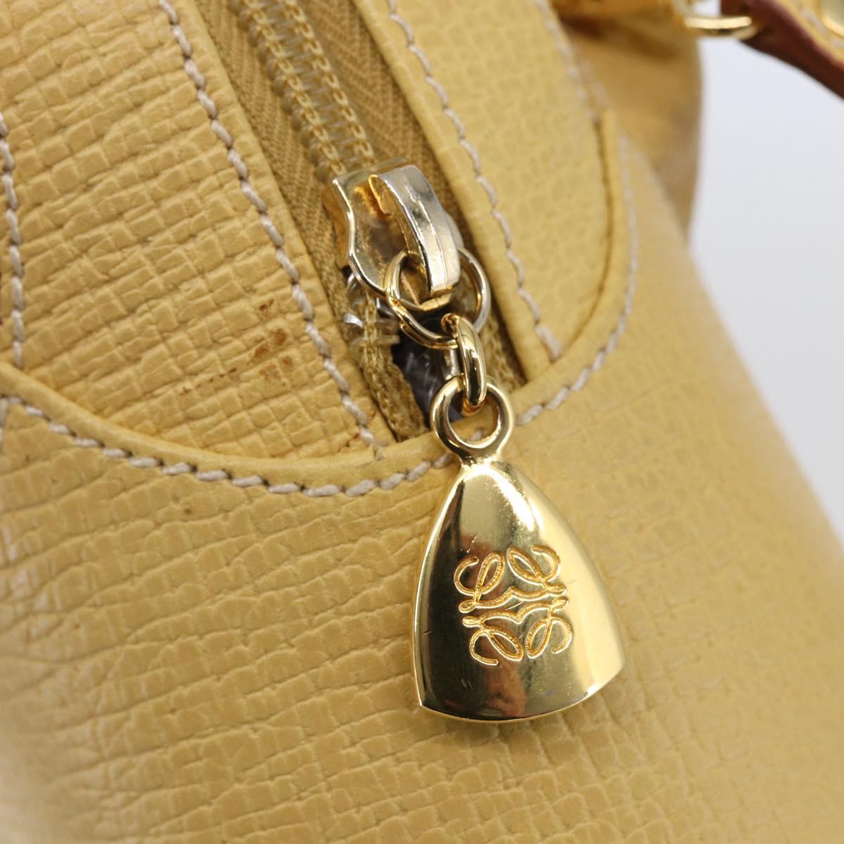 LOEWE Hand Bag Leather 2way Gold Yellow Auth 144525V